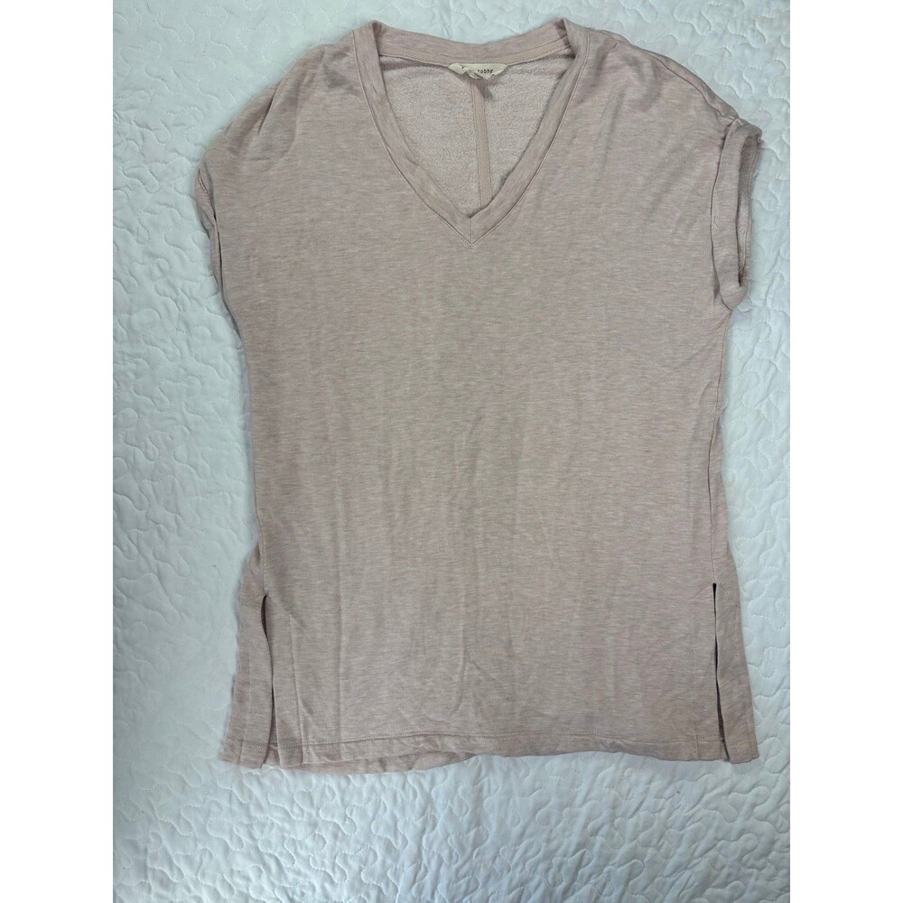 Z By Zobha Light Pink Vneck Split Side T-Shirt Size Medium
